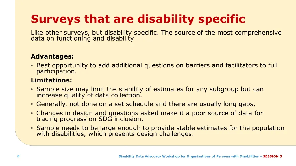 surveys that are disability specific