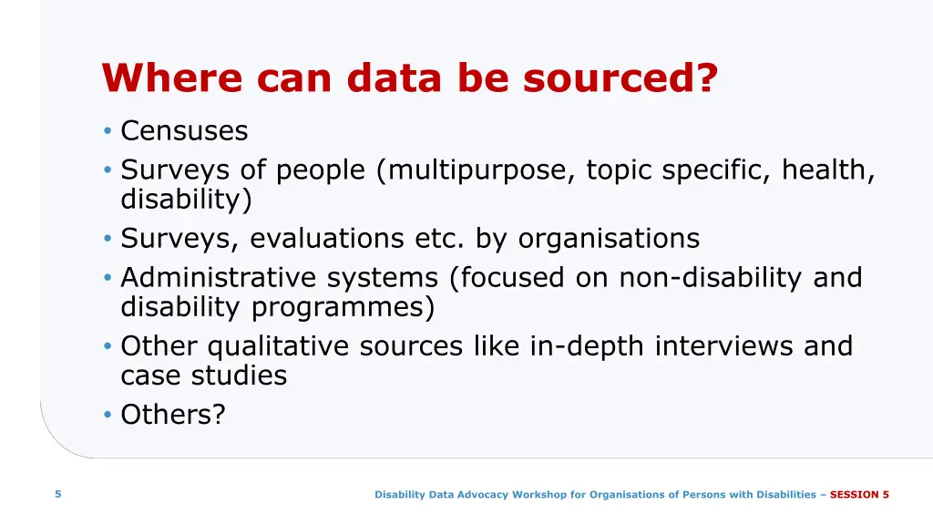 where can data be sourced censuses surveys