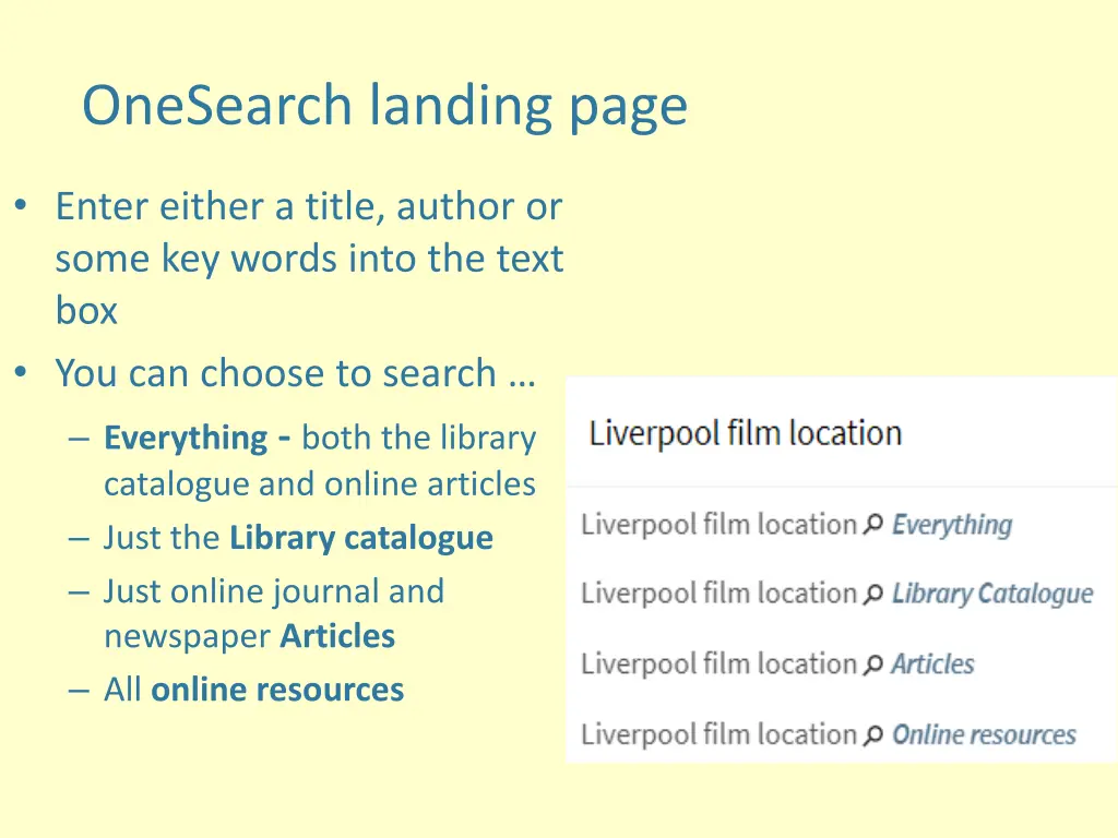 onesearch landing page