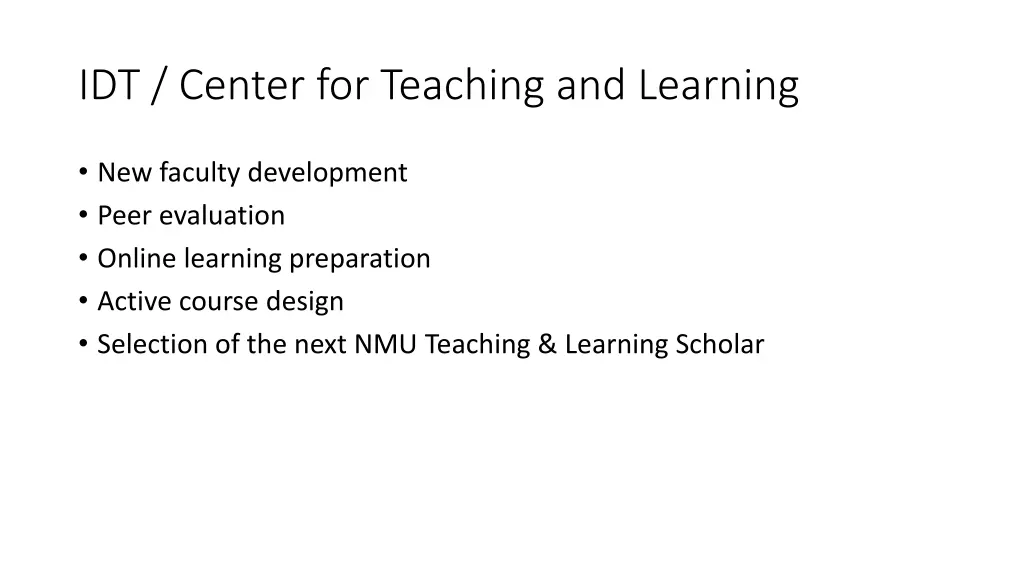 idt center for teaching and learning