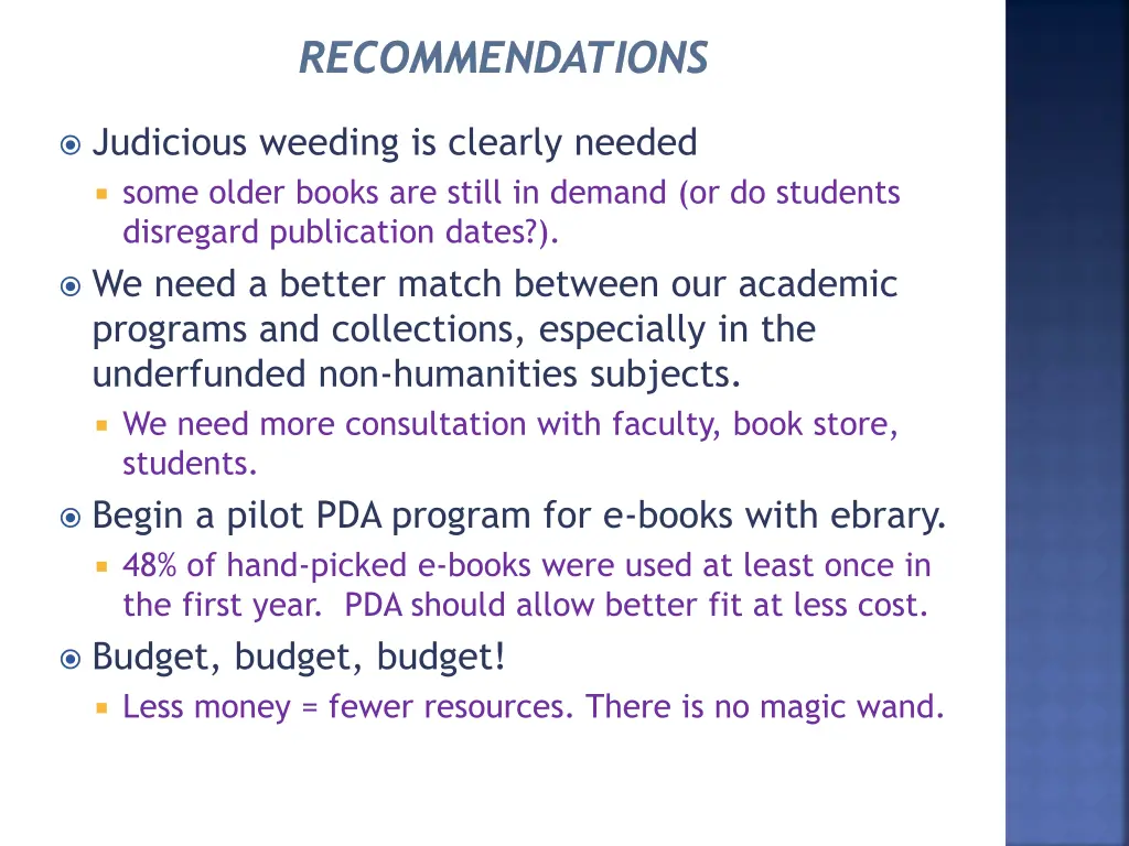 recommendations