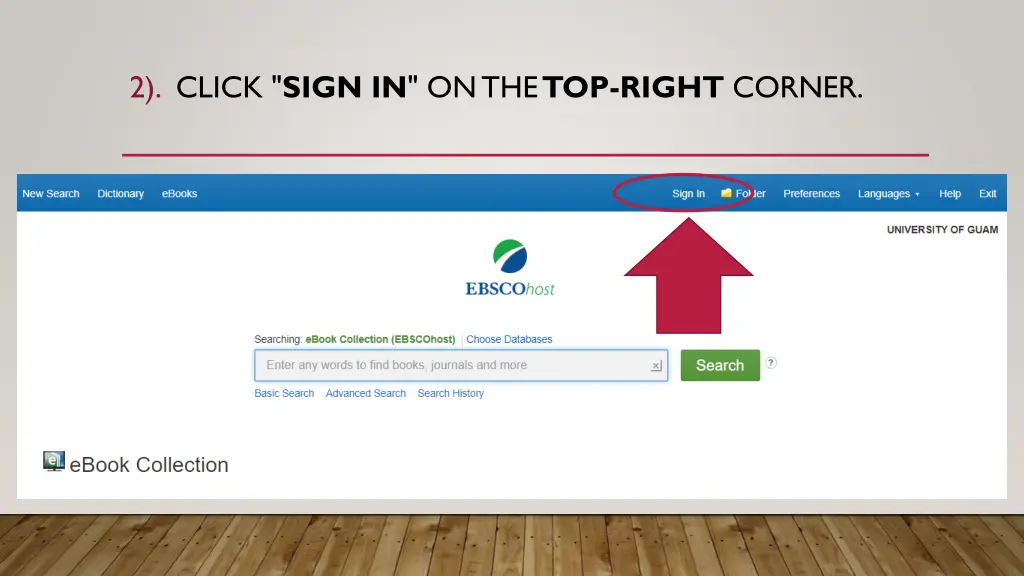 2 click sign in on the top right corner