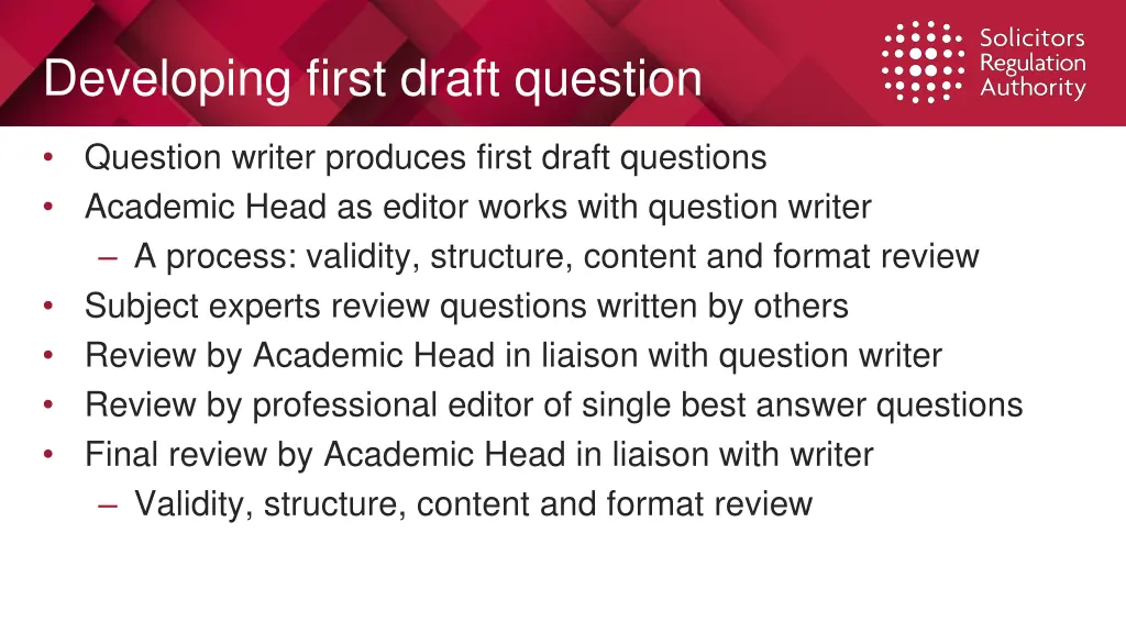 developing first draft question