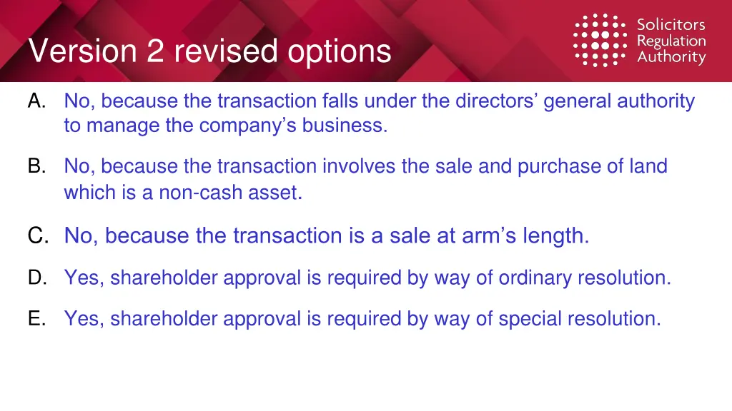 version 2 revised options
