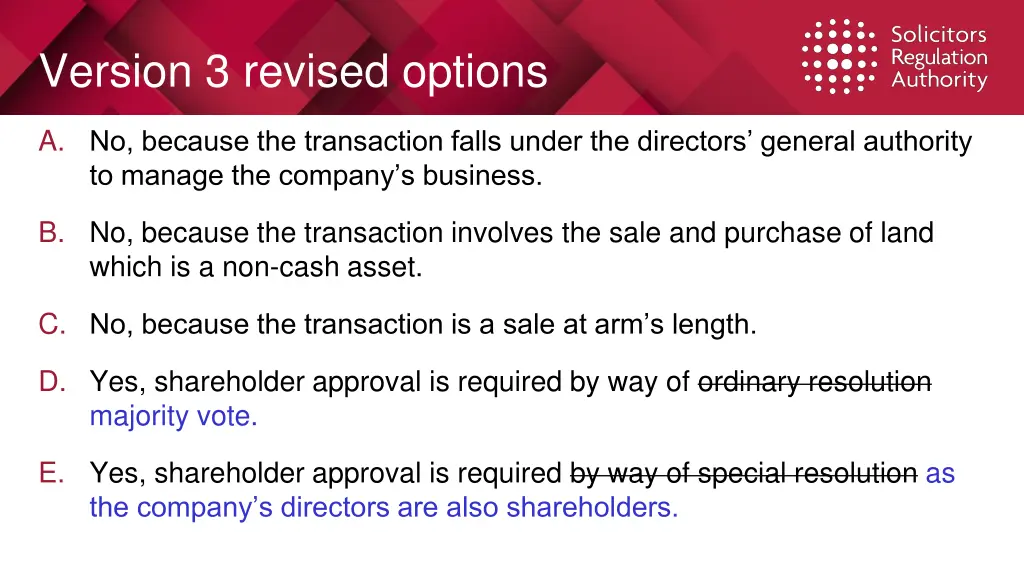 version 3 revised options