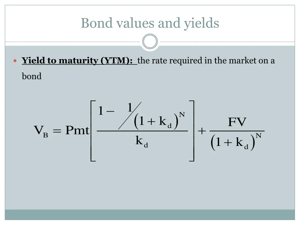 bond values and yields 1