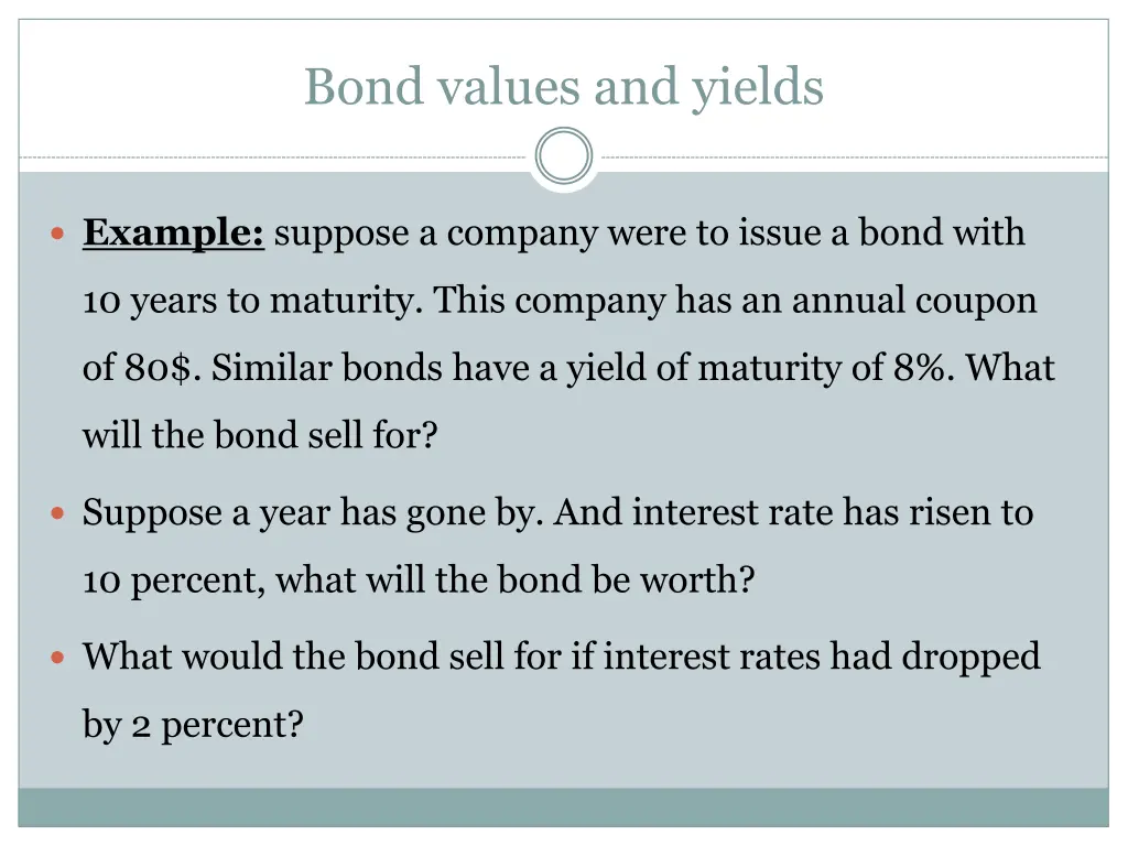 bond values and yields 2