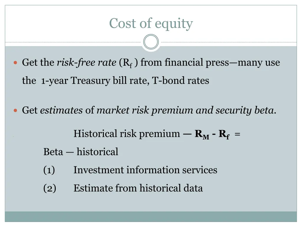 cost of equity 10