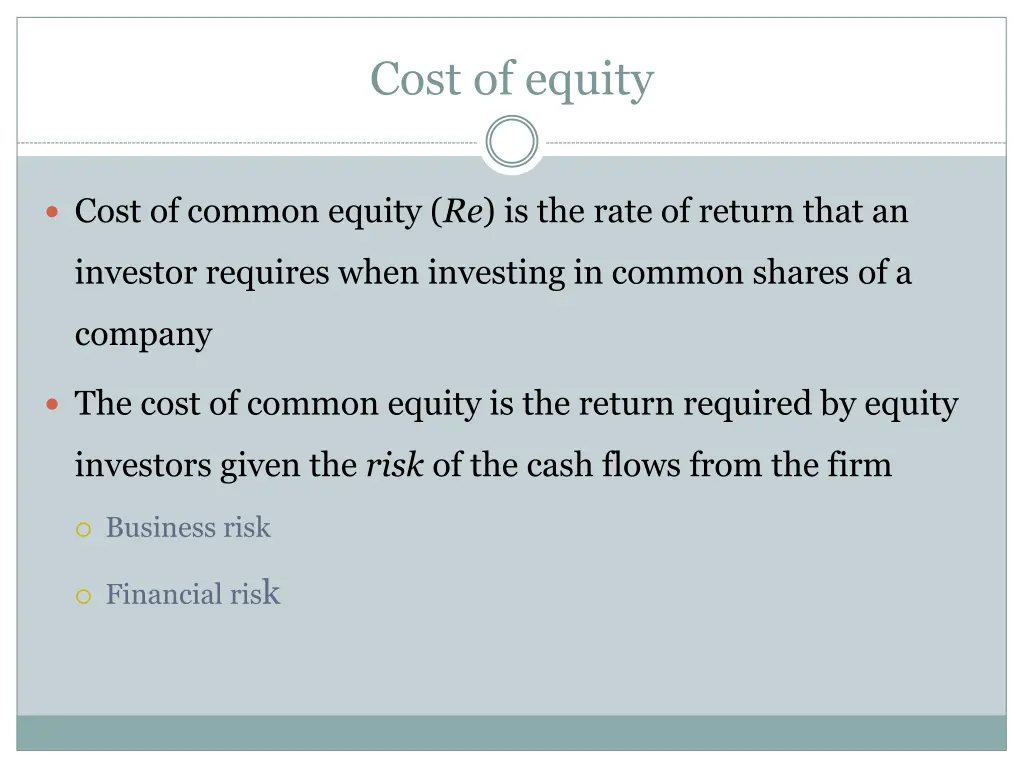 cost of equity
