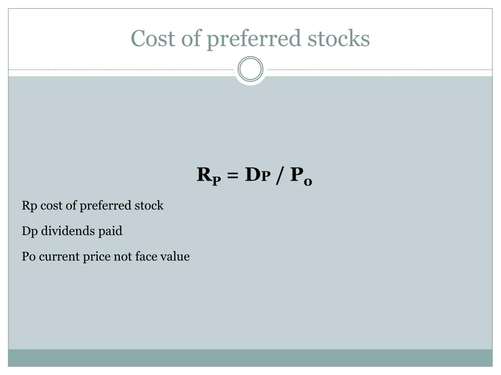 cost of preferred stocks 1
