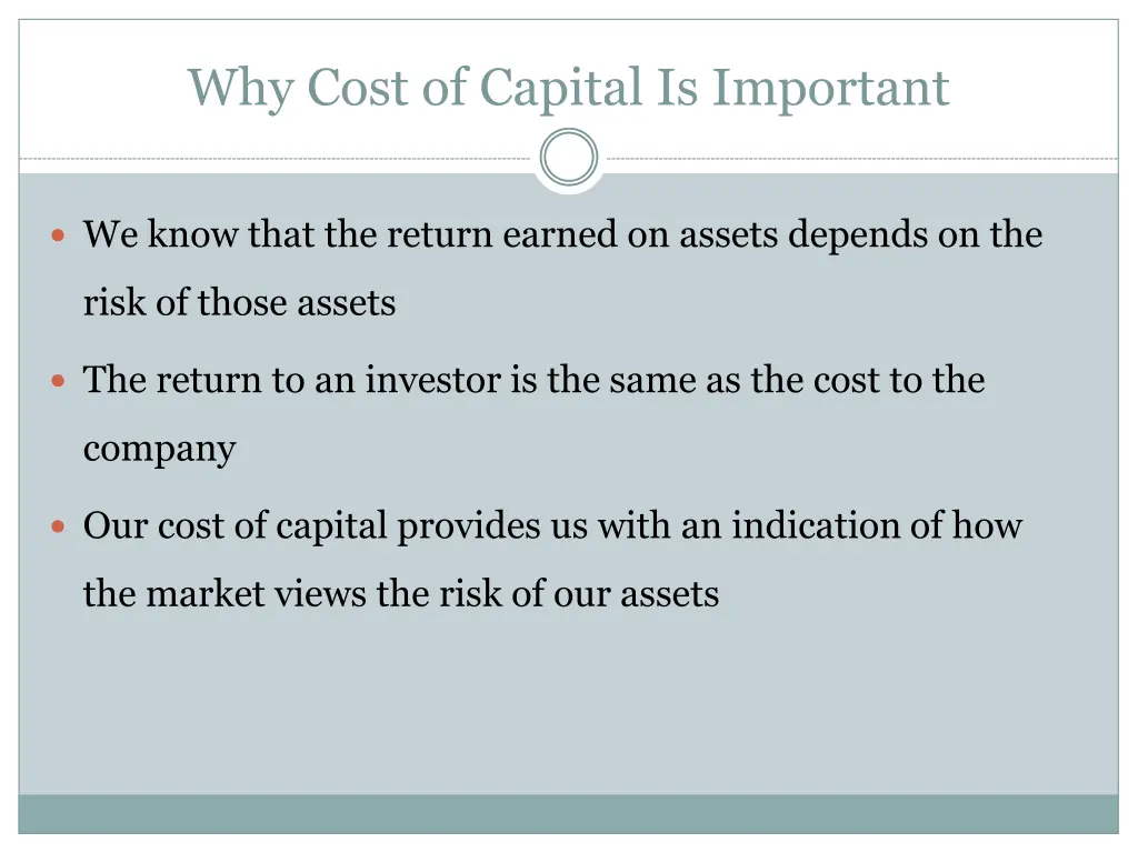 why cost of capital is important