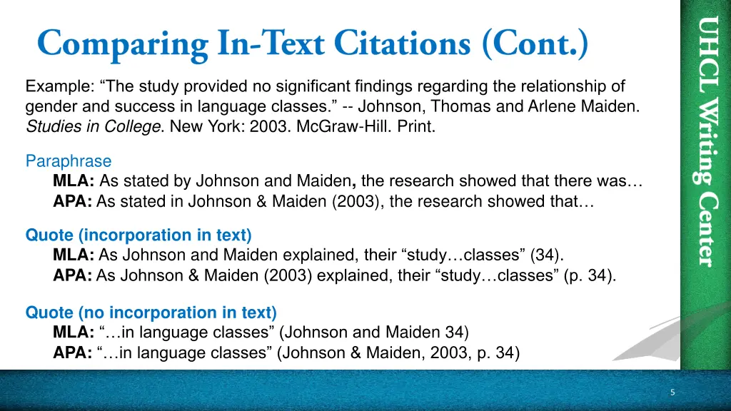 example the study provided no significant