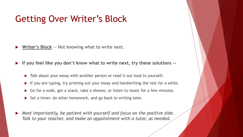 getting over writer s block