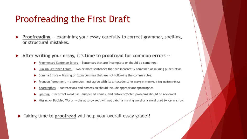 proofreading the first draft