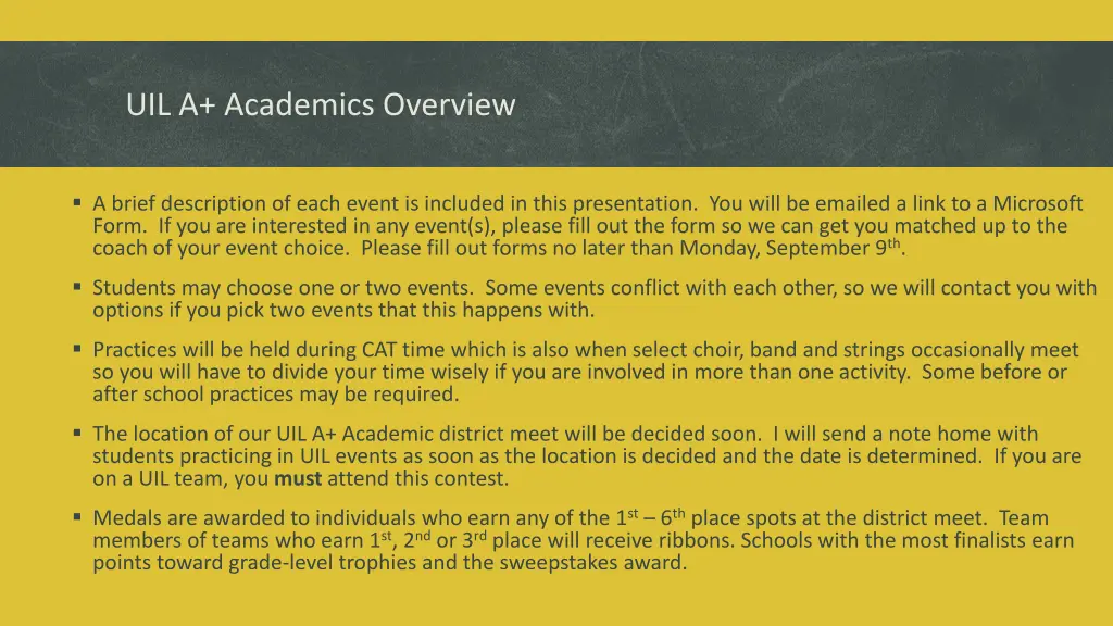 uil a academics overview