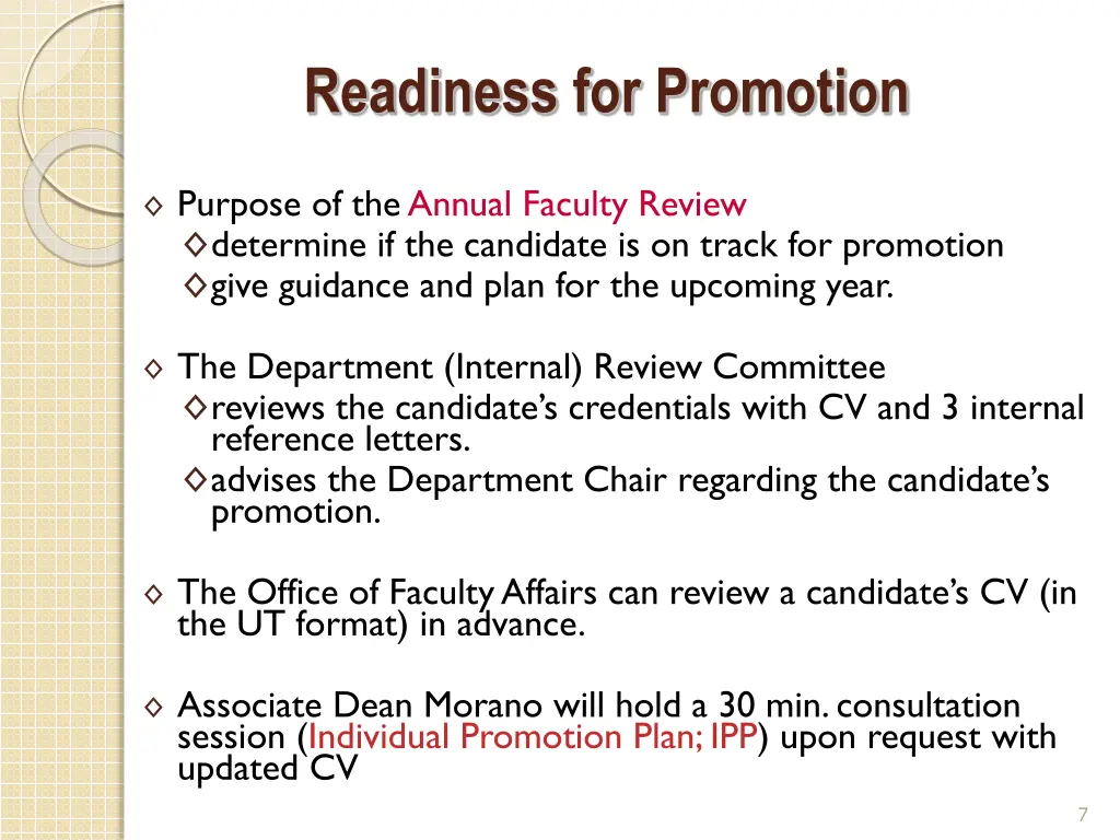 readiness for promotion