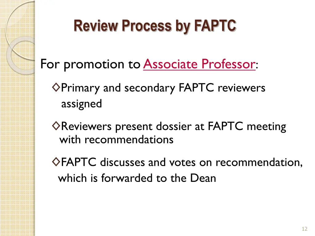 review process by faptc