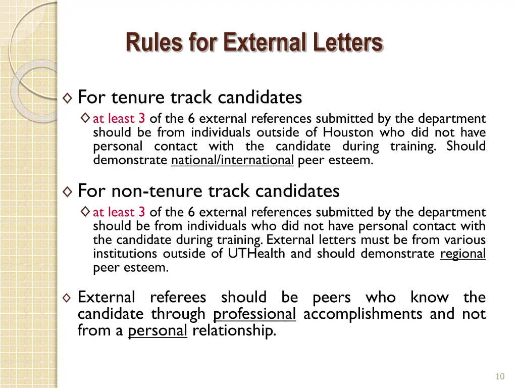 rules for external letters
