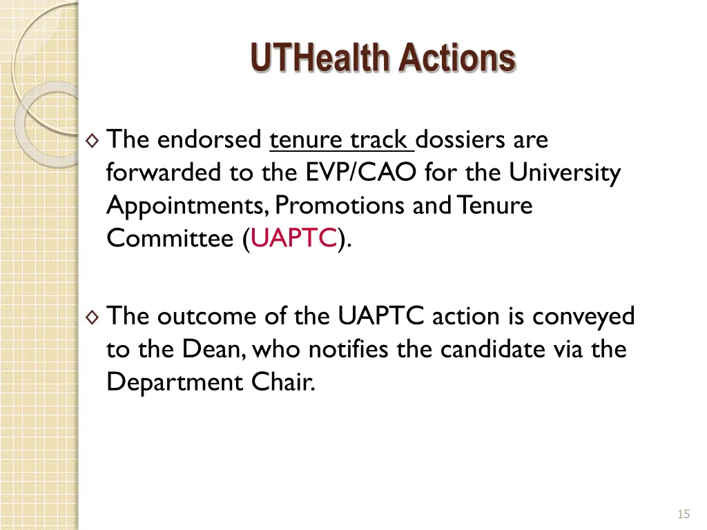 uthealth actions