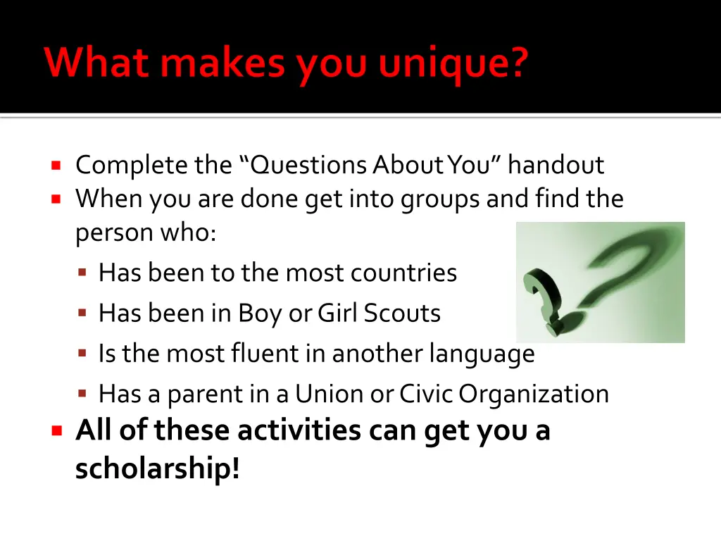 complete the questions about you handout when