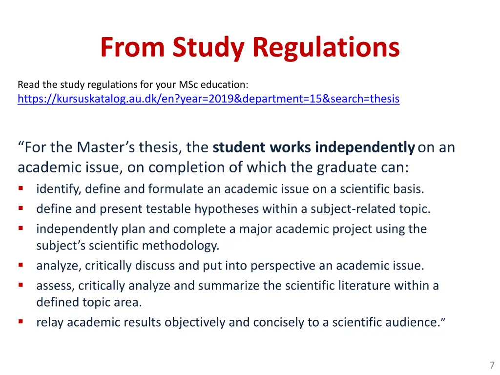 from study regulations