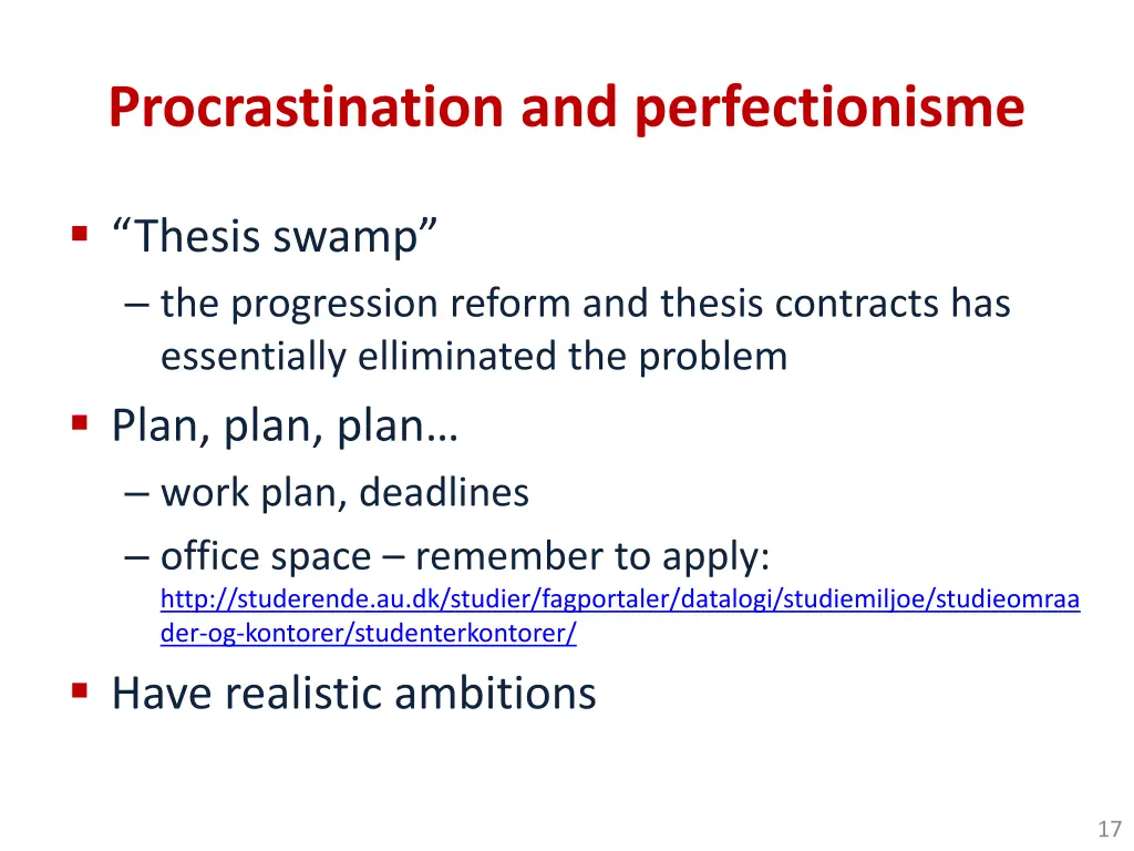 procrastination and perfectionisme