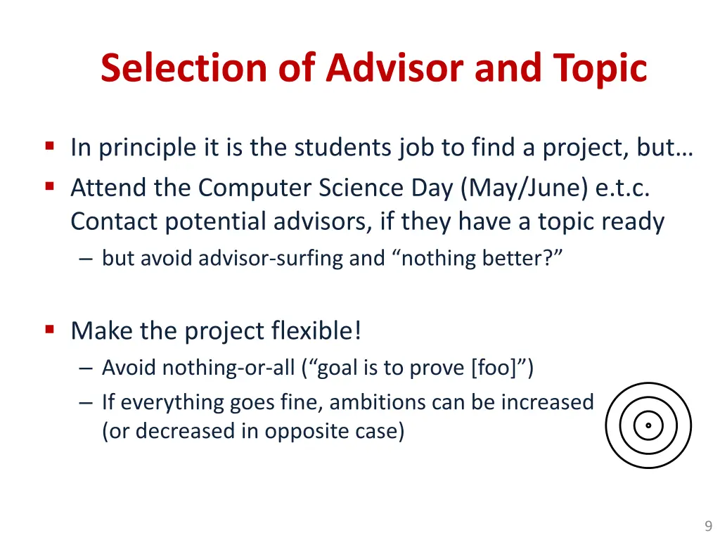 selection of advisor and topic