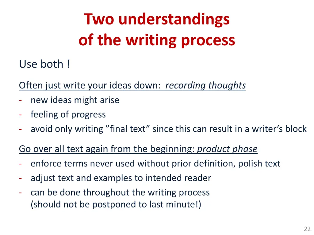 two understandings of the writing process 1