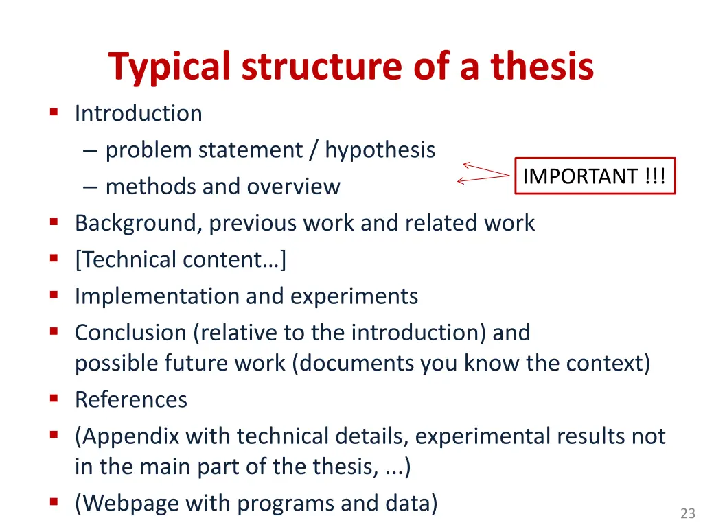 typical structure of a thesis introduction
