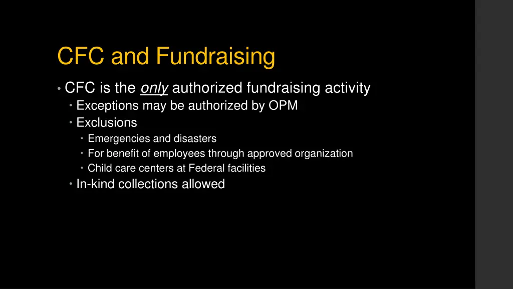 cfc and fundraising