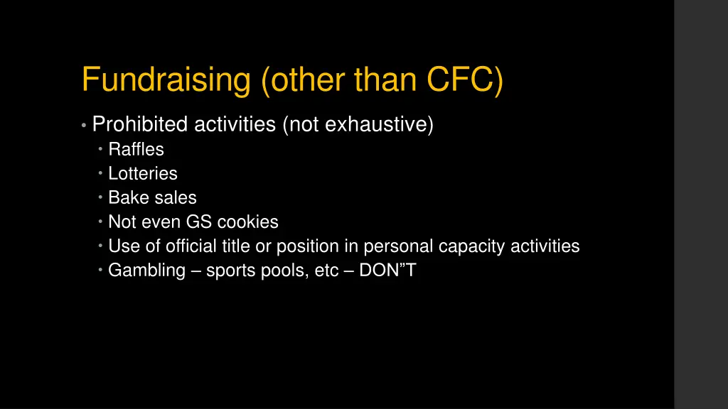 fundraising other than cfc