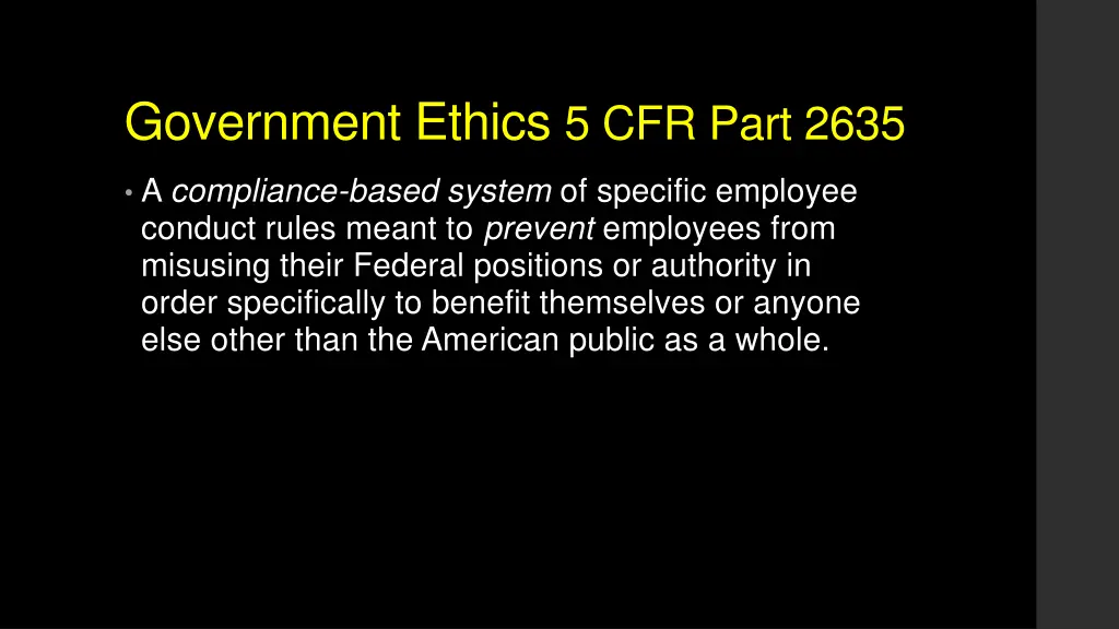 government ethics 5 cfr part 2635
