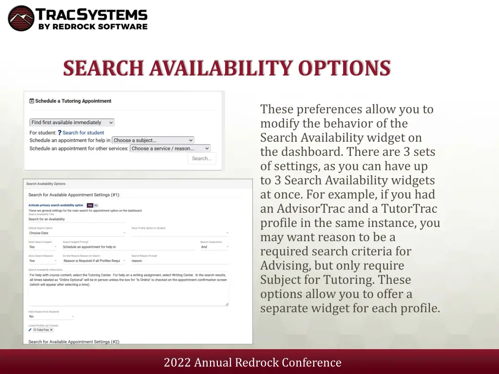 search availability options