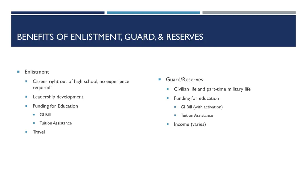 benefits of enlistment guard reserves
