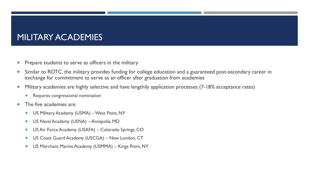 military academies