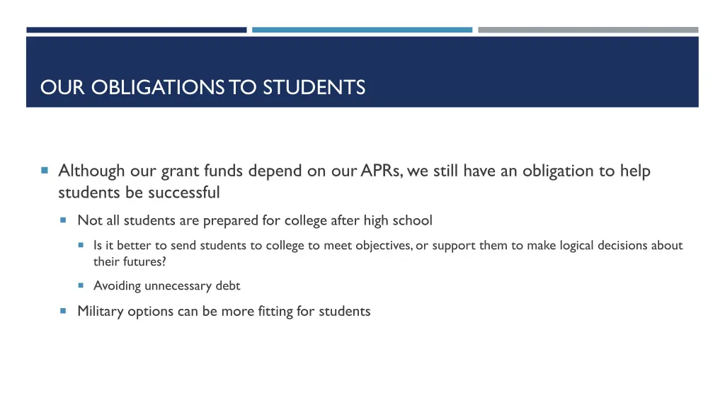 our obligations to students