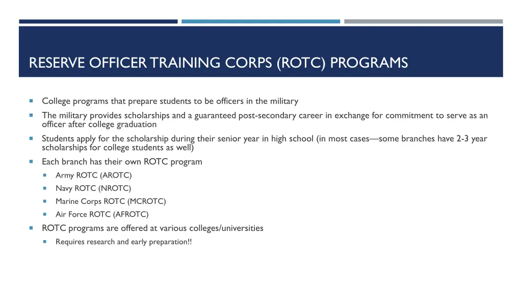 reserve officer training corps rotc programs