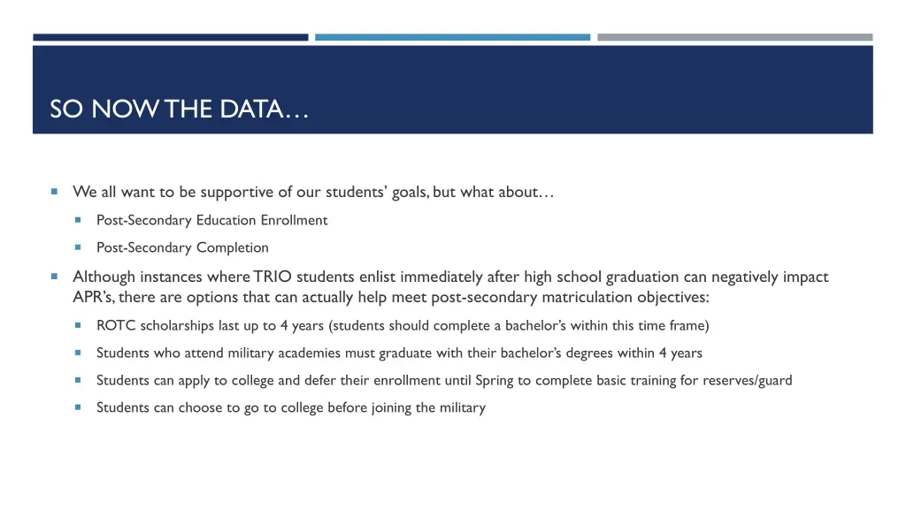 so now the data