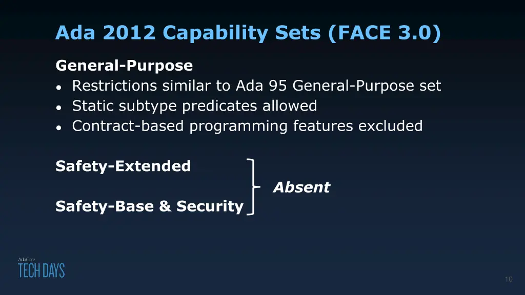 ada 2012 capability sets face 3 0