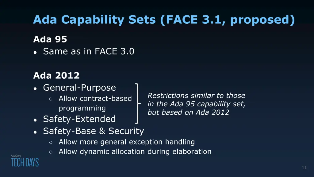 ada capability sets face 3 1 proposed