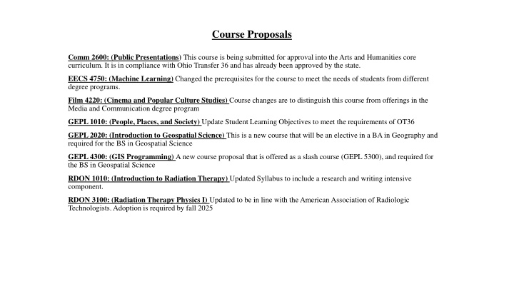 course proposals