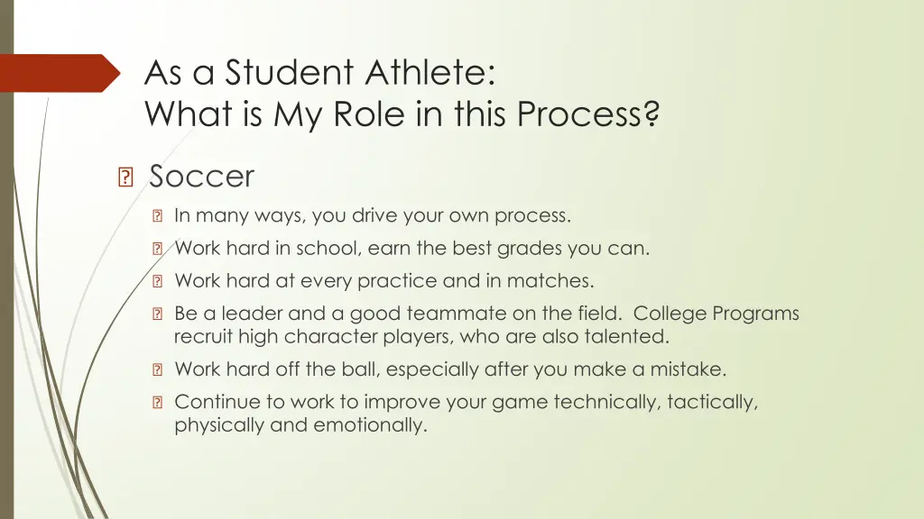 as a student athlete what is my role in this