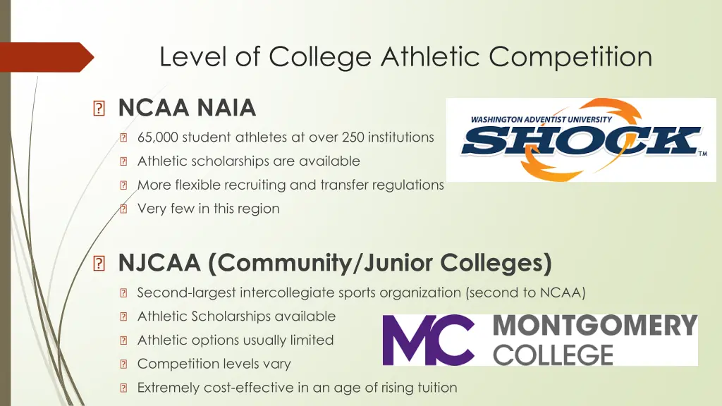 level of college athletic competition 3