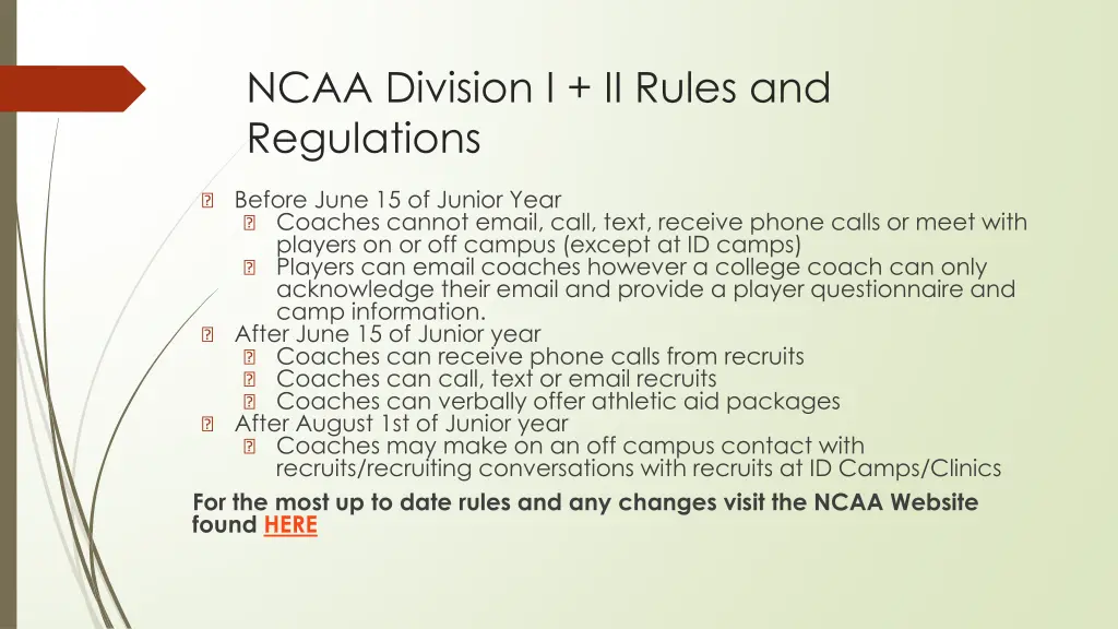ncaa division i ii rules and regulations