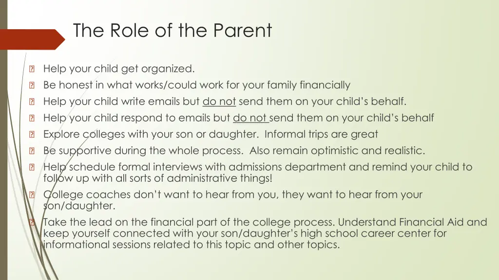 the role of the parent