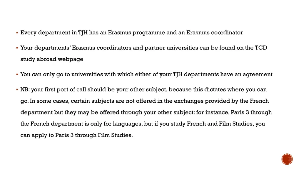 every department in tjh has an erasmus programme