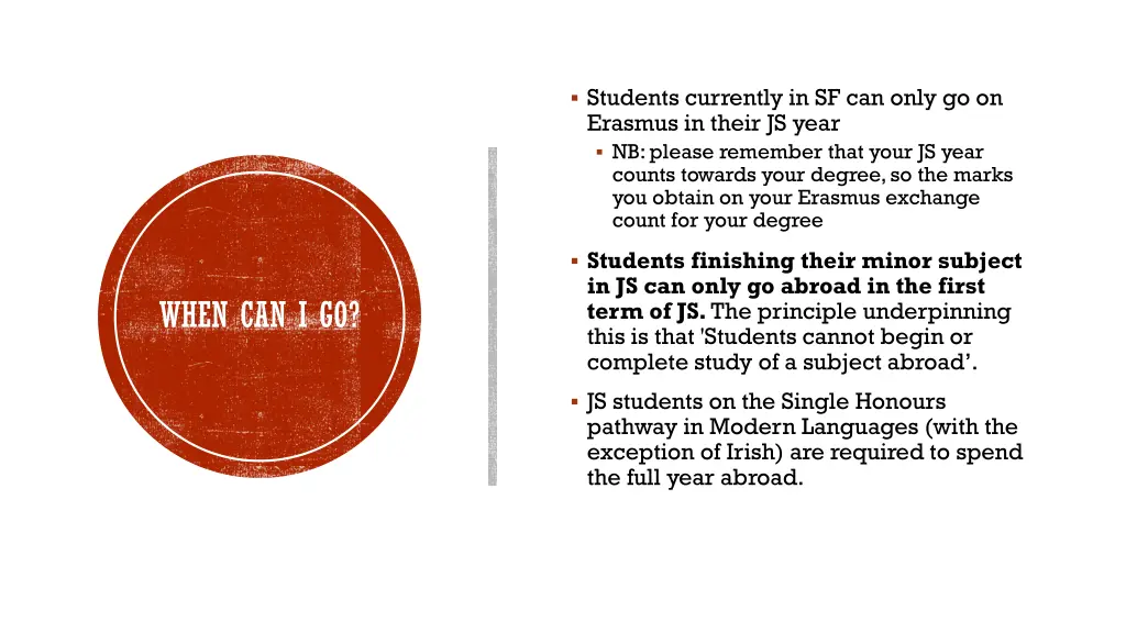 students currently in sf can only go on erasmus