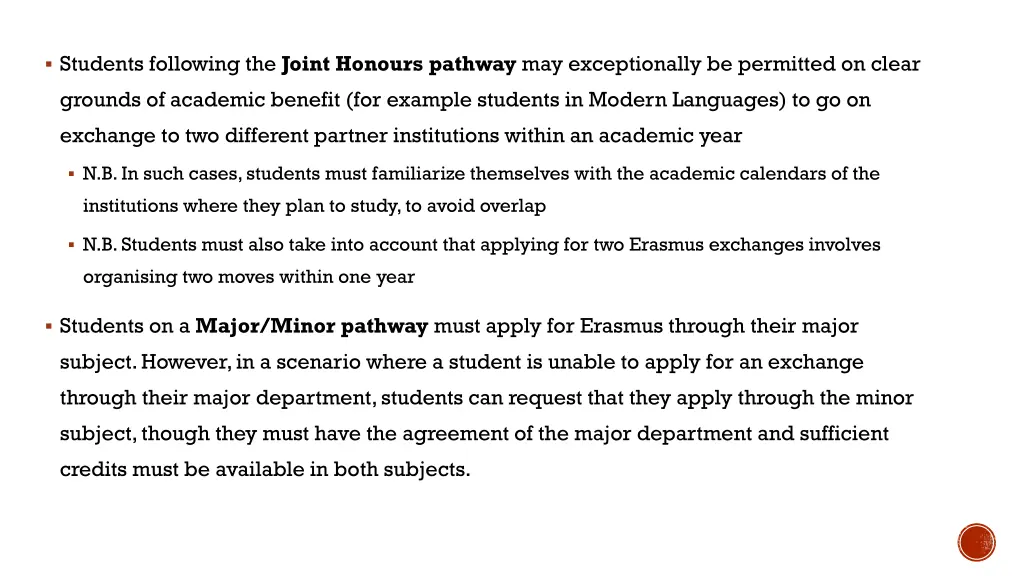 students following the joint honours pathway