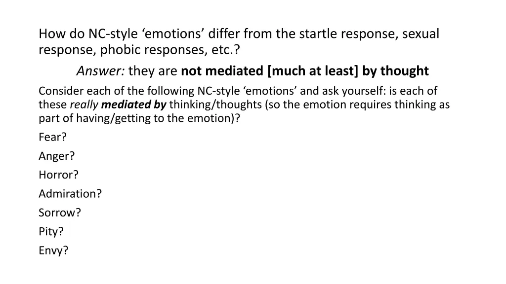 how do nc style emotions differ from the startle