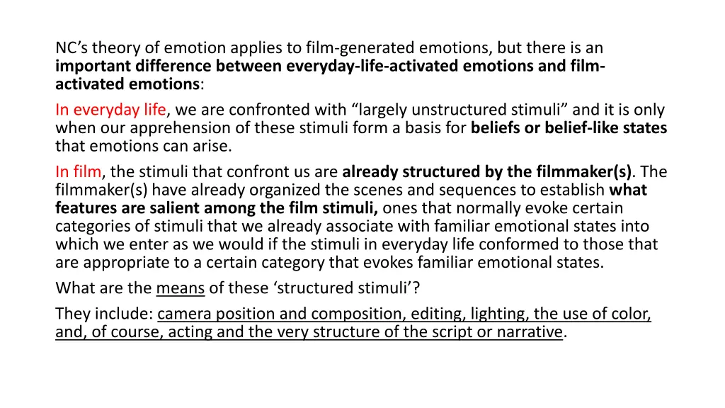 nc s theory of emotion applies to film generated